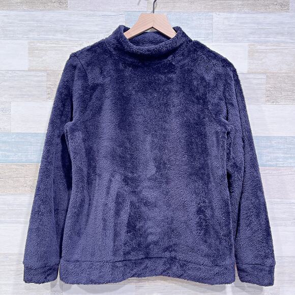 Talbots Plush Fleece Mock Neck Sweater Black Lightweight Casual Womens Small - Picture 1 of 6